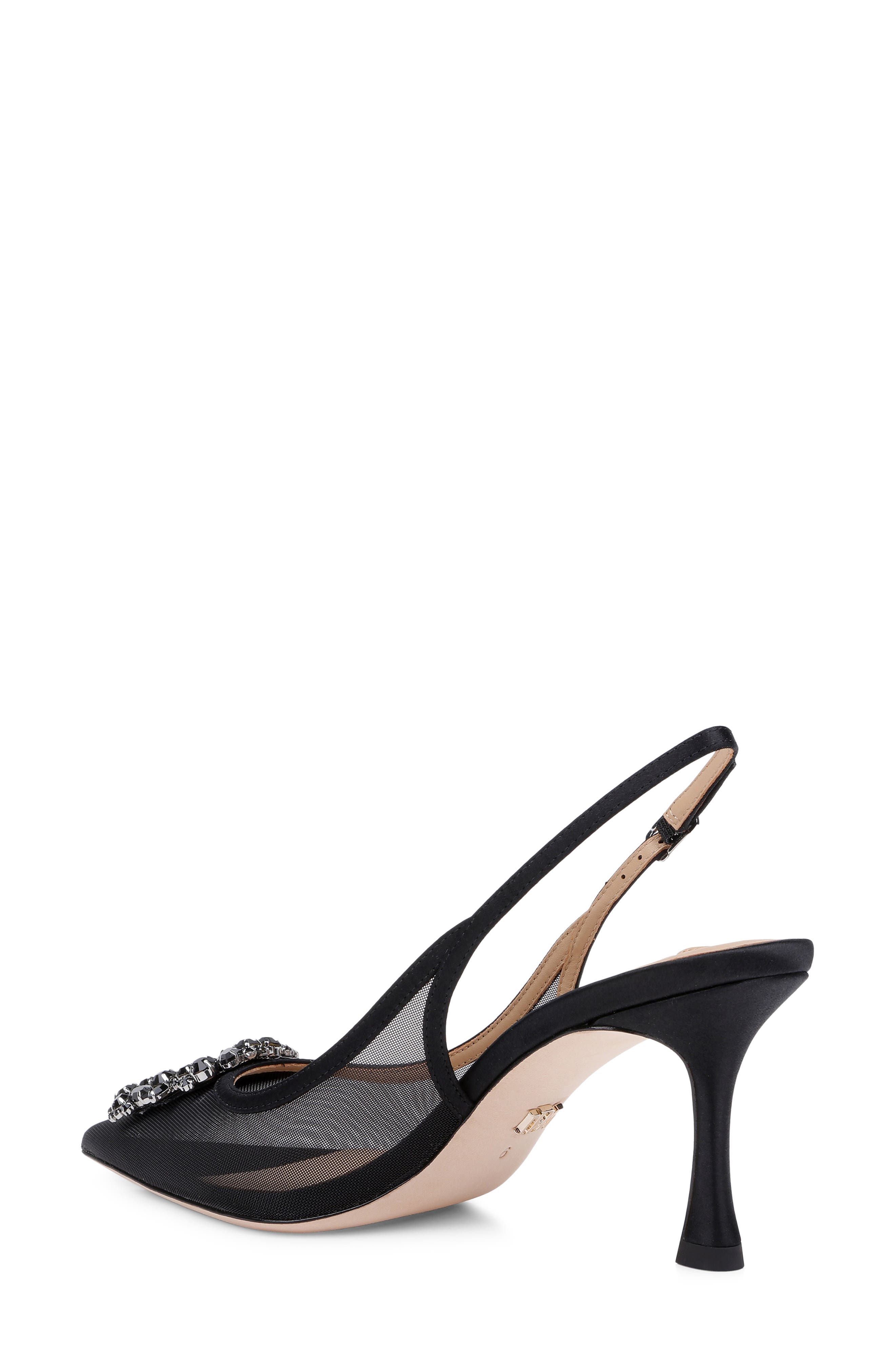 Badgley Mischka Collection Yuta Pointed Toe Slingback Pump, Alternate, color, Black Satin
