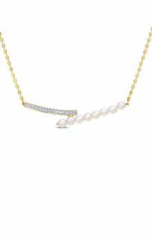 DELMAR 4-4.5mm Cultured Freshwater Pearl Bypass Bar Necklace