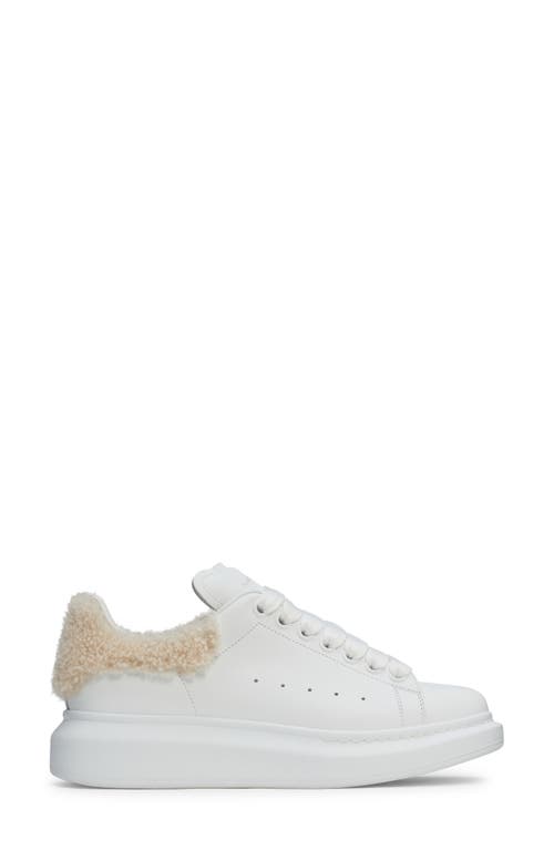 Alexander Mcqueen Mcqueen Oversize Genuine Shearling Trim Sneaker In White