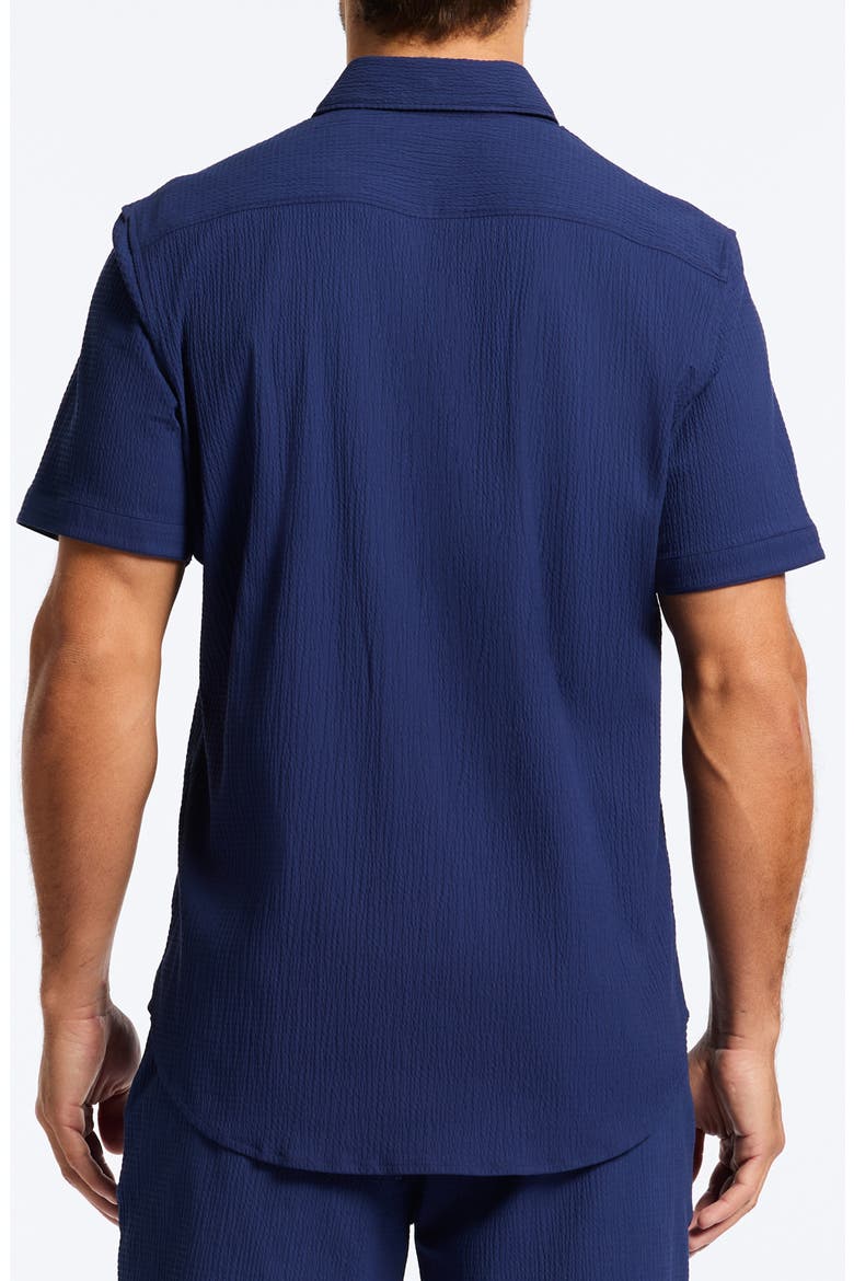 Thresher Classic Fit Solid Short Sleeve Cotton Seersucker Button-Up Shirt, Alternate, color, NAVY