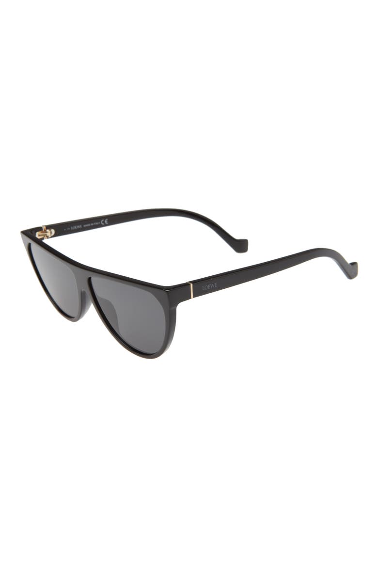 61mm Flat Top Sunglasses, Alternate, color, SHINY BLACK/ SMOKE