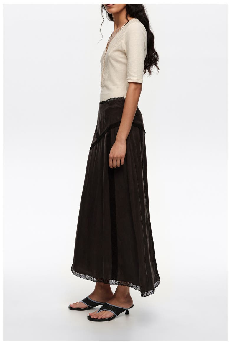 Lace Midi Skirt, Alternate, color, WASHED BLACK