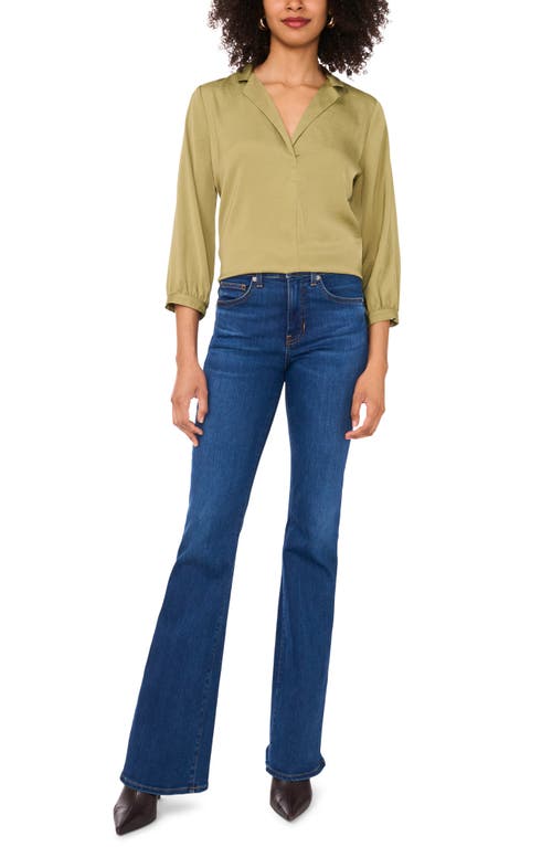 Vince Camuto Notch Collar Crepe Top In Green