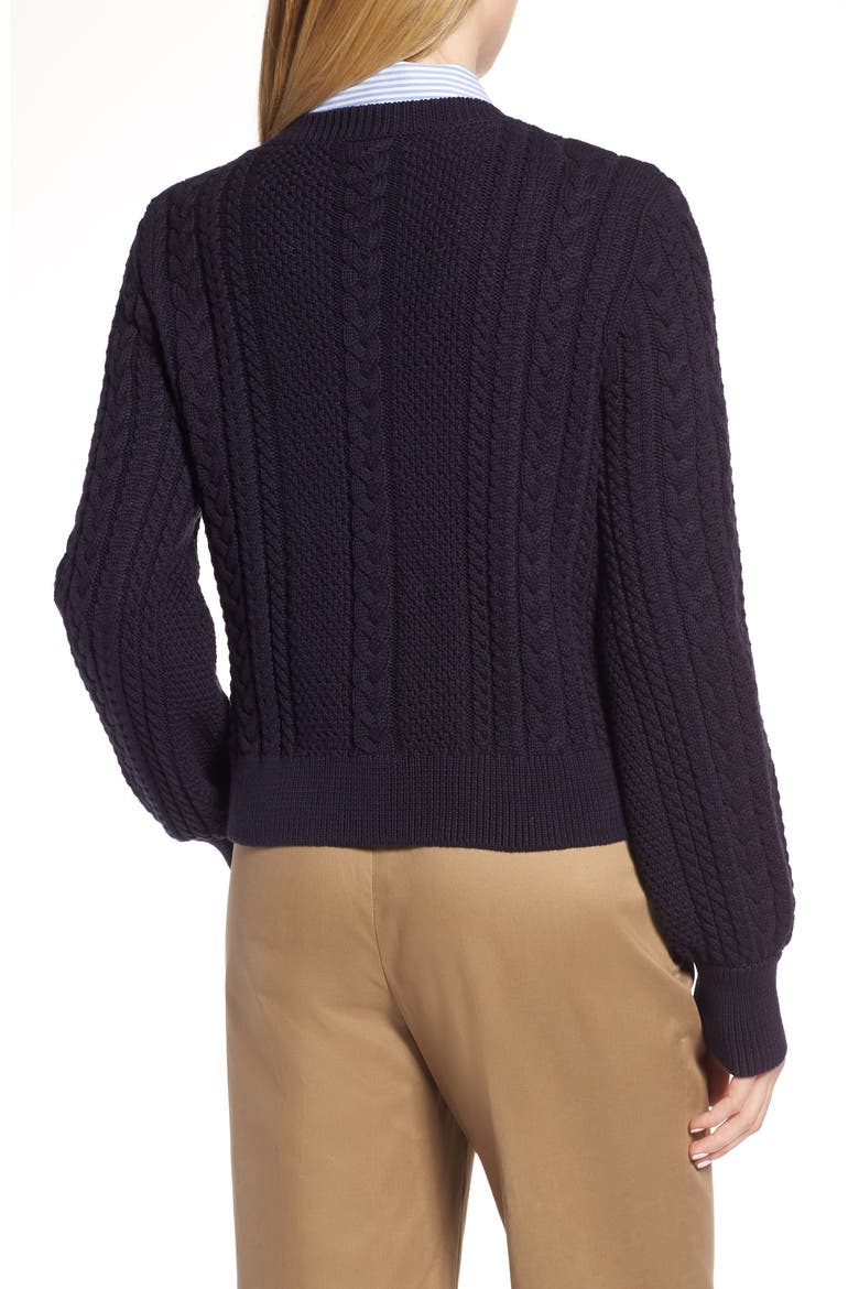 Blouson Sleeve Cardigan, Alternate, color, NAVY NIGHT