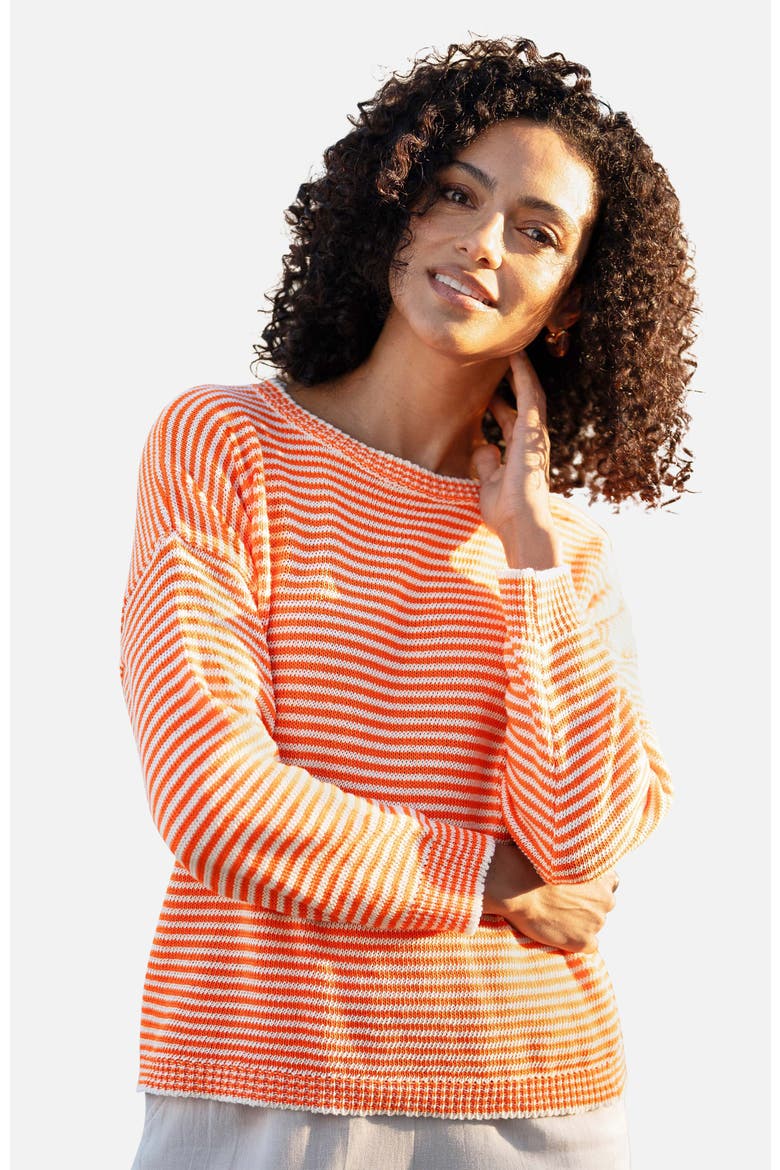 Knitted Stripe Relaxed Jumper, Alternate, color, Orange