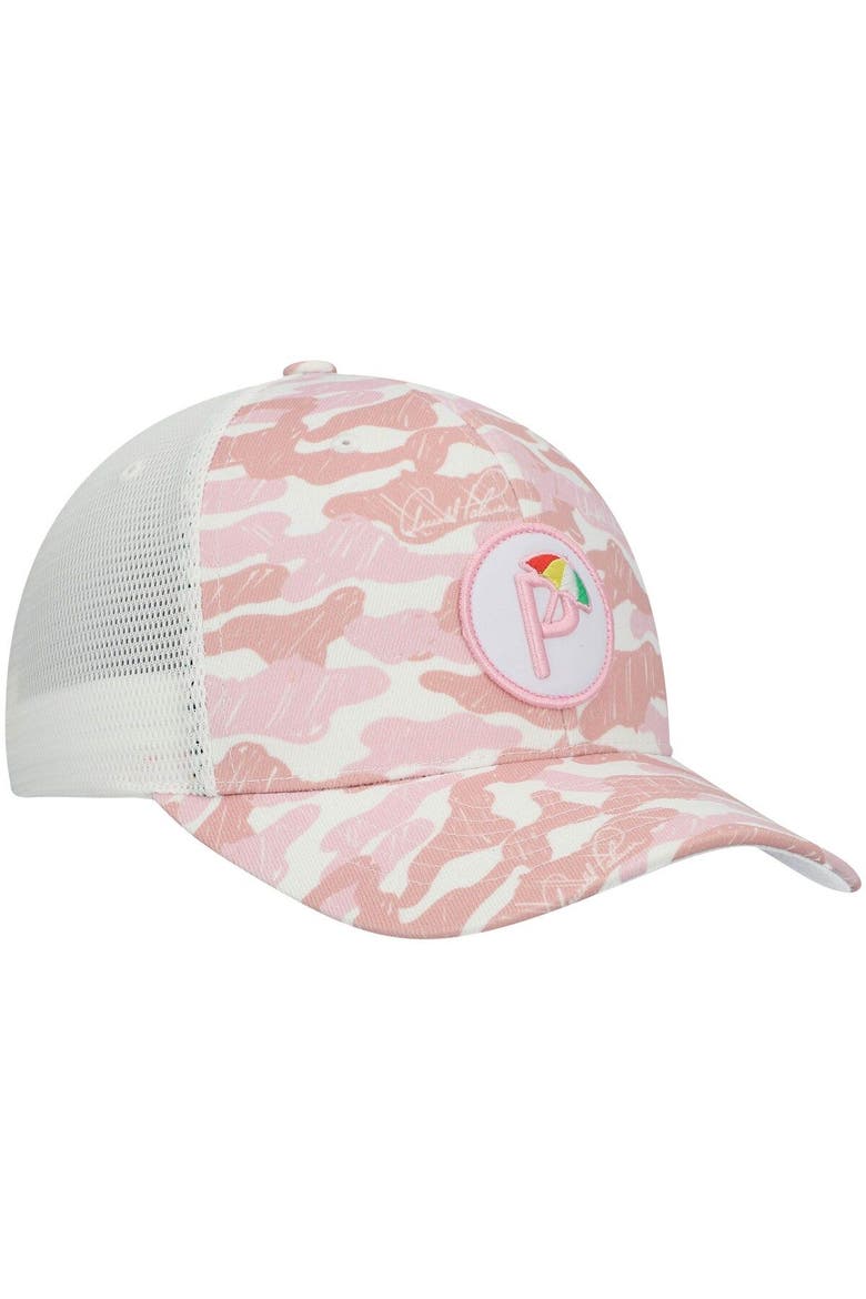 Men's Puma Pink Arnold Palmer Invitational Camo P Snapback Hat, Alternate, color, Pink