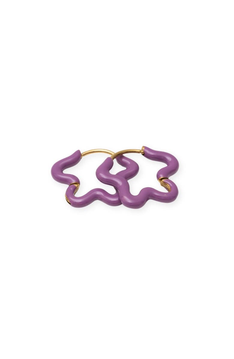 Pip Pop Enamel Flower Hoop Earrings, Main, color, Purple