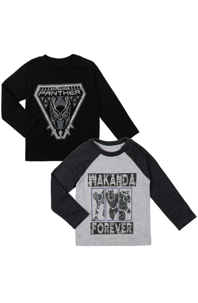 Marvel 2-Pack Long Sleeve T-Shirts, Alternate, color, Black Panther