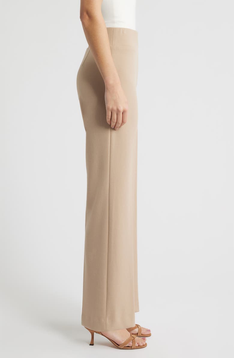 Anne Klein High Waist Pull On Wide Leg Pants, Alternate, color, Latte