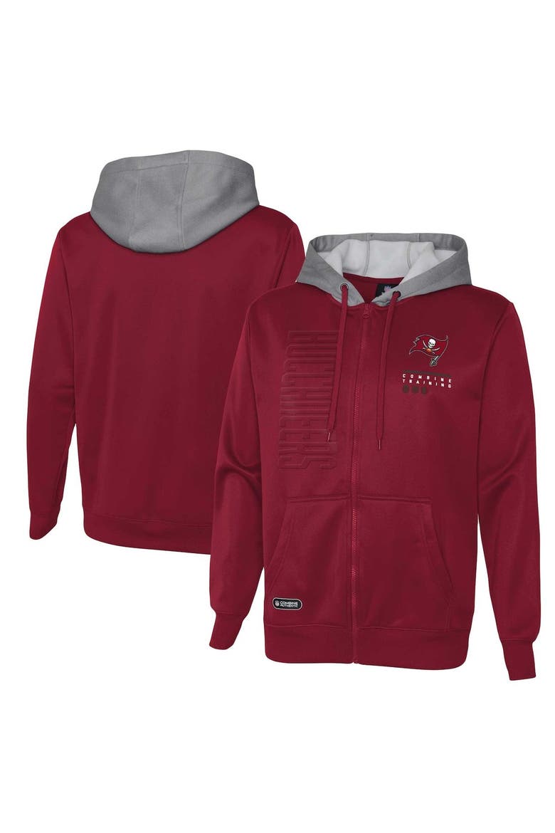 Men's Red Tampa Bay Buccaneers Combine Authentic Field Play Full-Zip Hoodie Sweatshirt, Alternate, color, Red