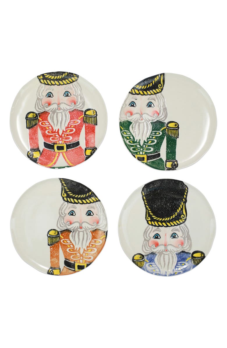 VIETRI Nutcrackers Set of 4 Assorted Dinner Plates, Main, color,