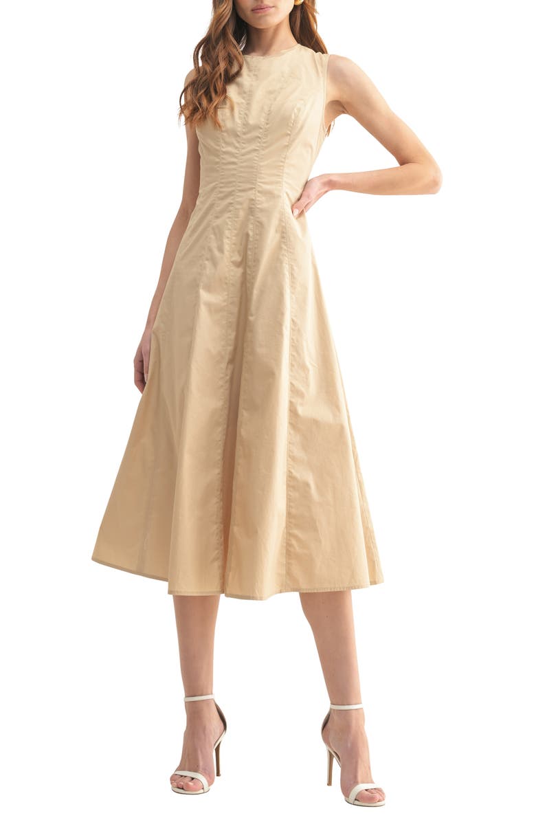 Mila Mae Vertical Stitch Twill Midi Dress, Main, color,