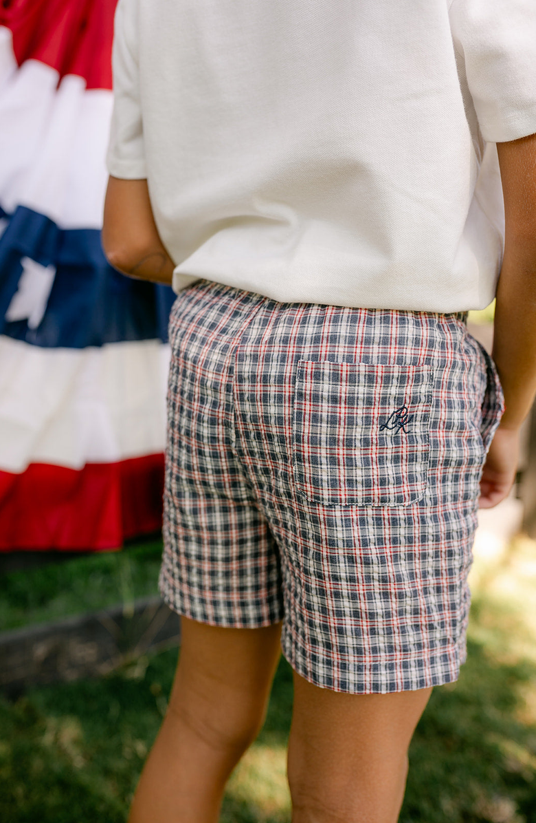 Little Paper Kids James Shorts, Alternate, color, Americana Plaid