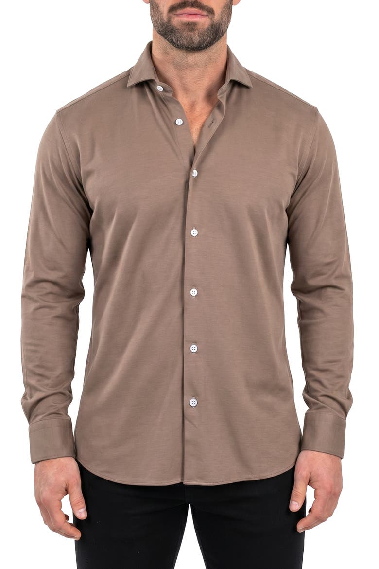 Einstein Contemporary Fit Button-Up Shirt, Main, color, BROWN