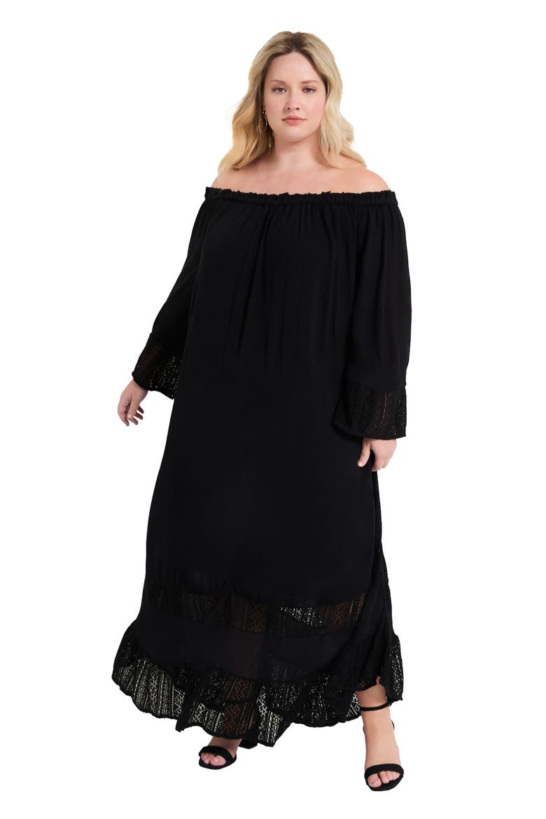 Off The Shoulder Maxi Dress, Main, color, BLACK ONYX