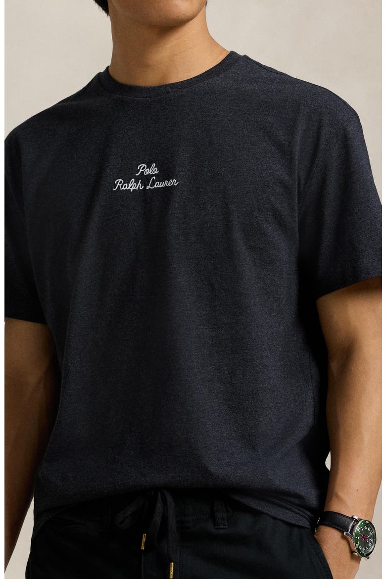 Logo Script Embroidered T-Shirt, Alternate, color, BLACK MARL HEATHER