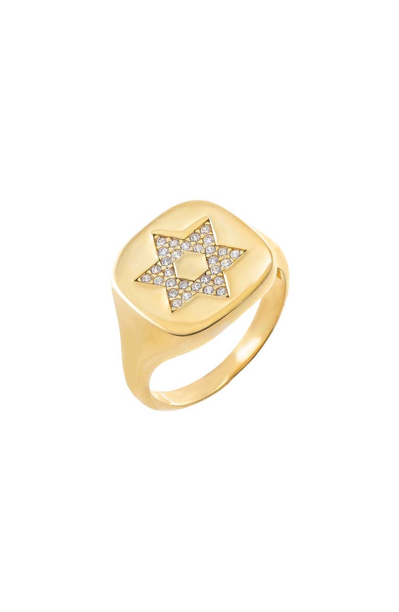 BY ADINA EDEN Pave Star Of David Signet Pinky Ring, Main, color,