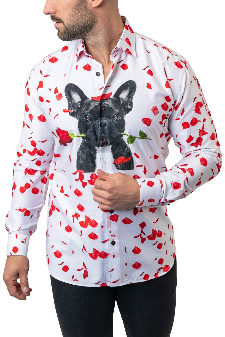 Fibonacci Guiltylove Cotton Button-Up Shirt, Alternate, color, WHITE
