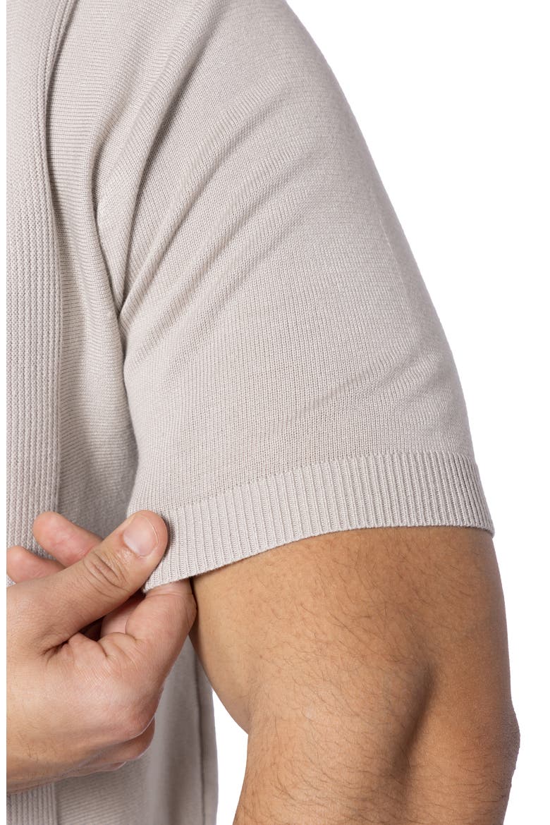 Textured Short Sleeve Button-Up Sweater, Alternate, color, OATMEAL