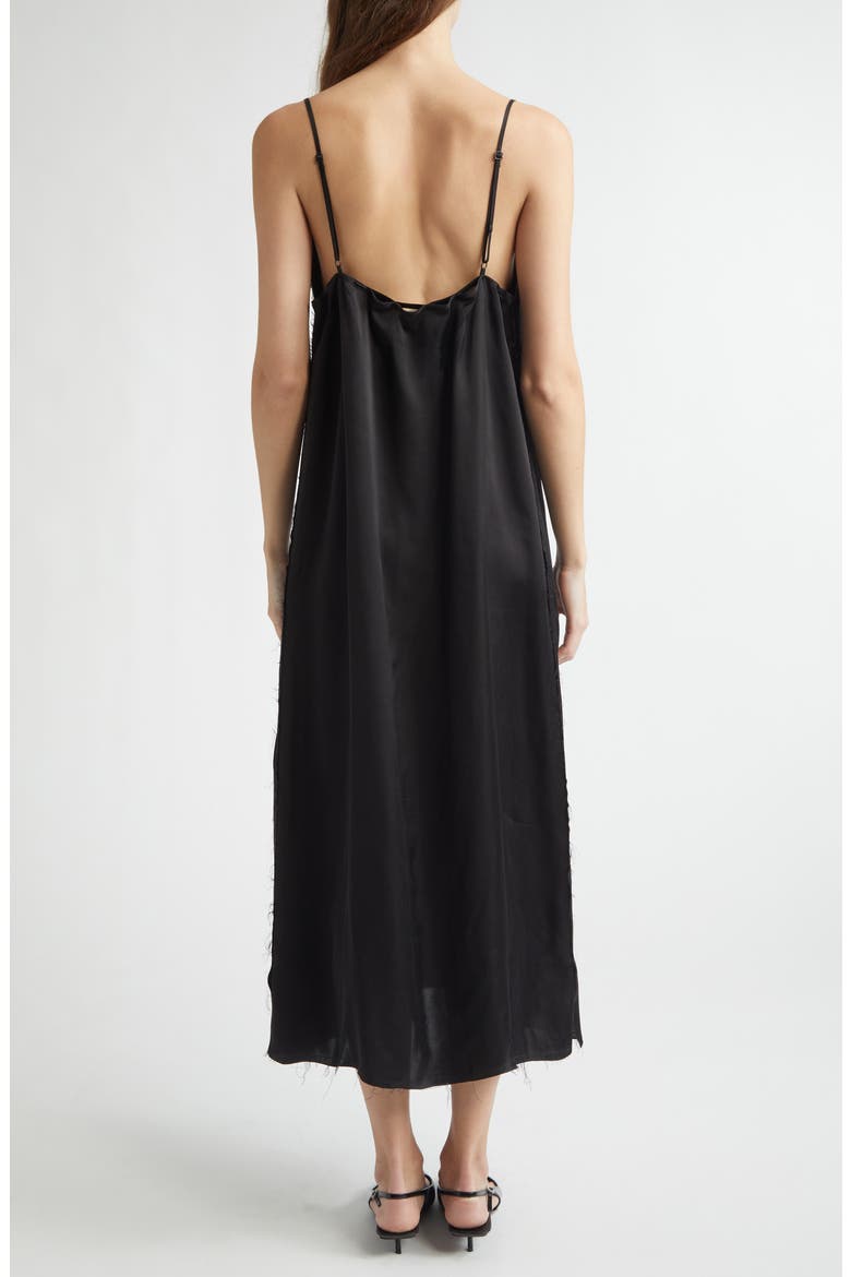 Lily Raw Edge Satin Slipdress, Alternate, color, NOIR