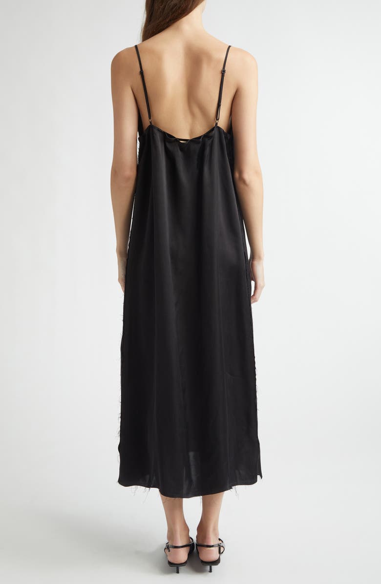 NACKIYÈ Lily Raw Edge Satin Slipdress, Alternate, color, Noir