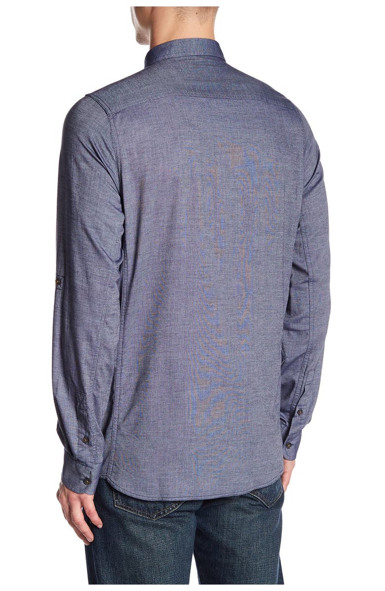 Indigo Star Collared Long Sleeve Woven Tailored Fit Shirt, Alternate, color,