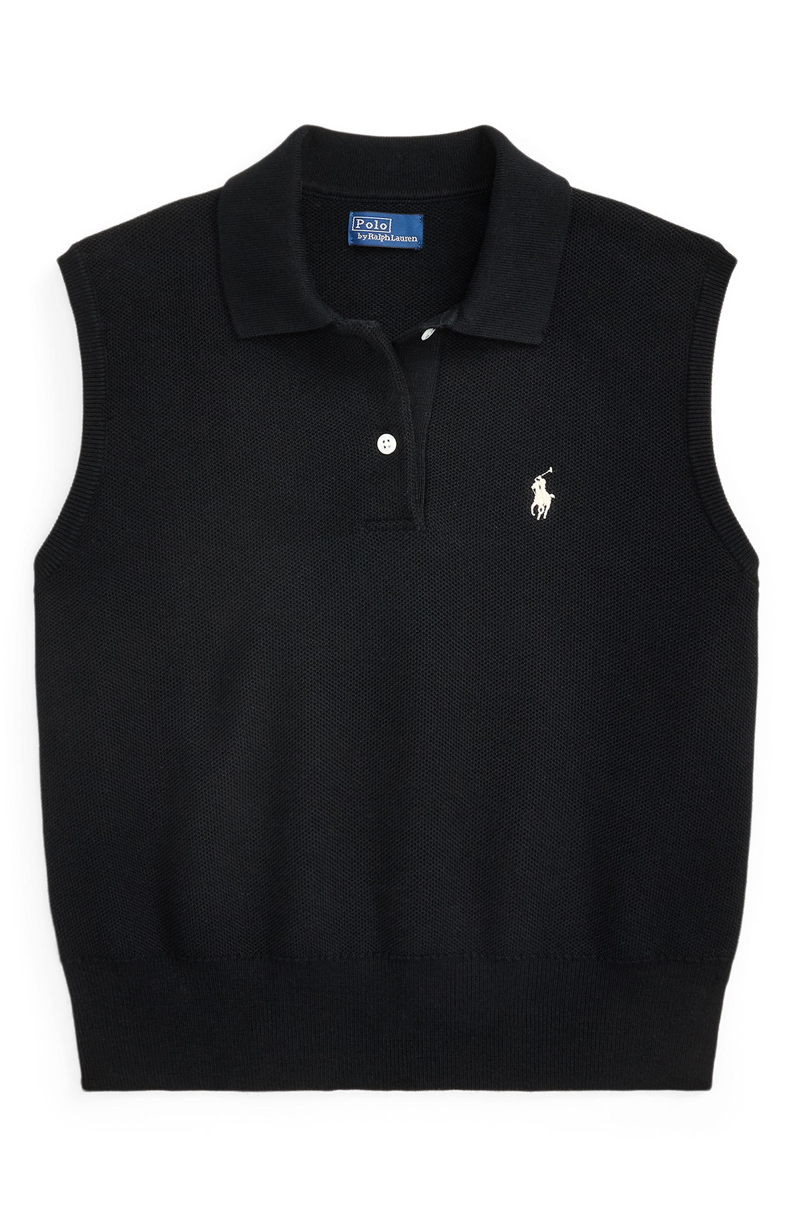 Polo Ralph Lauren Sleeveless Cotton Blend Piqué Polo Sweater