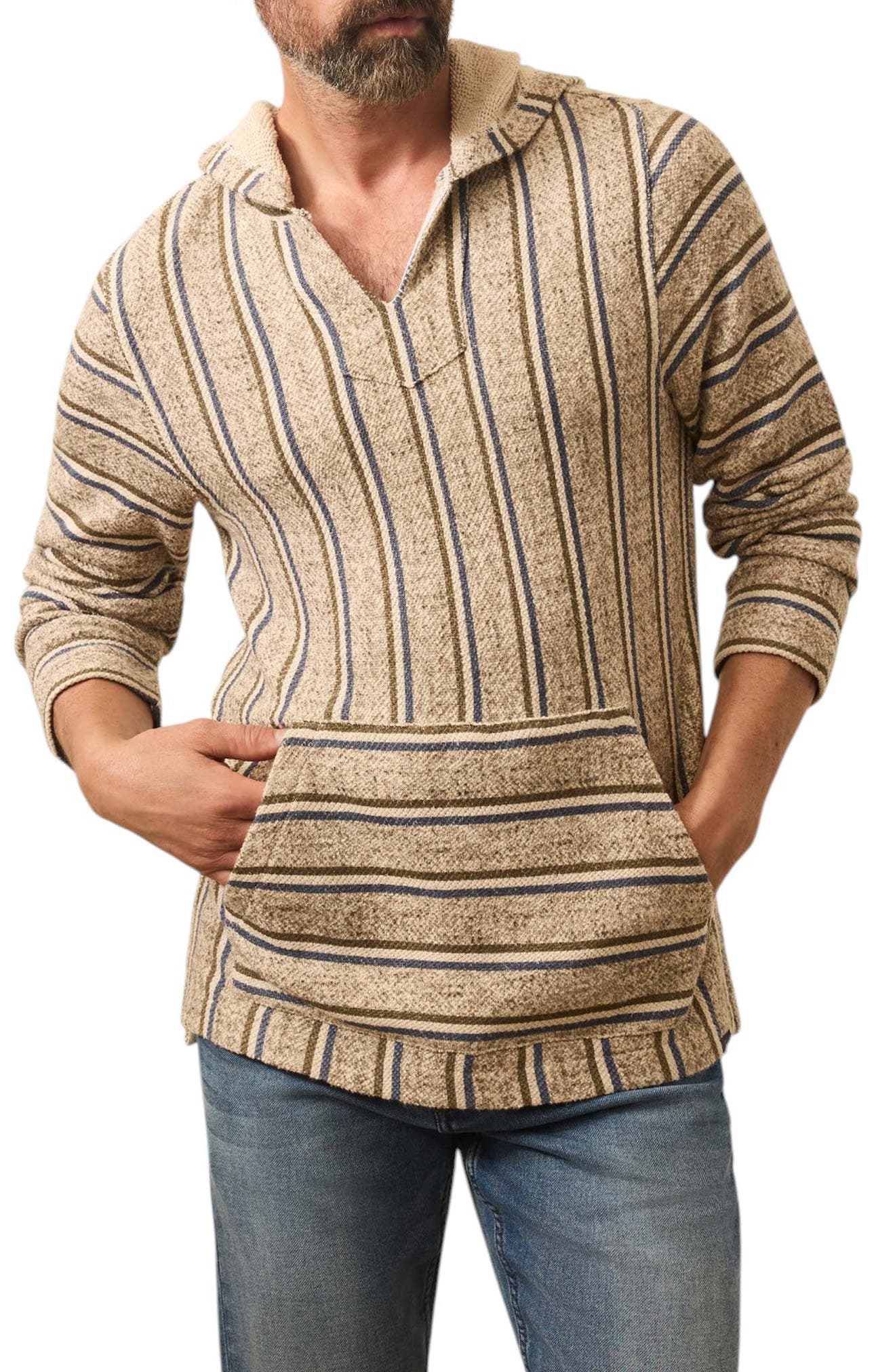 Faherty Whitewater Stripe Organic Cotton Blend Hoodie
