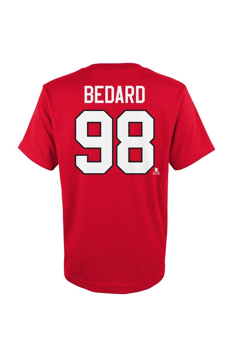 Outerstuff Preschool Connor Bedard Red Chicago Blackhawks Authentic Stack Name & Number T-Shirt, Alternate, color, 