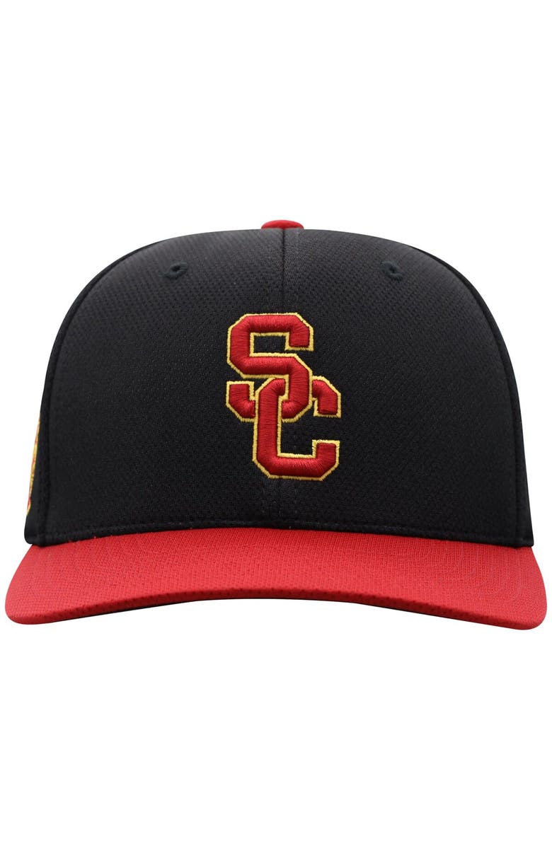 TOP OF THE WORLD Men's Top of the World Black/Cardinal USC Trojans Two-Tone Reflex Hybrid Tech Flex Hat, Alternate, color, 