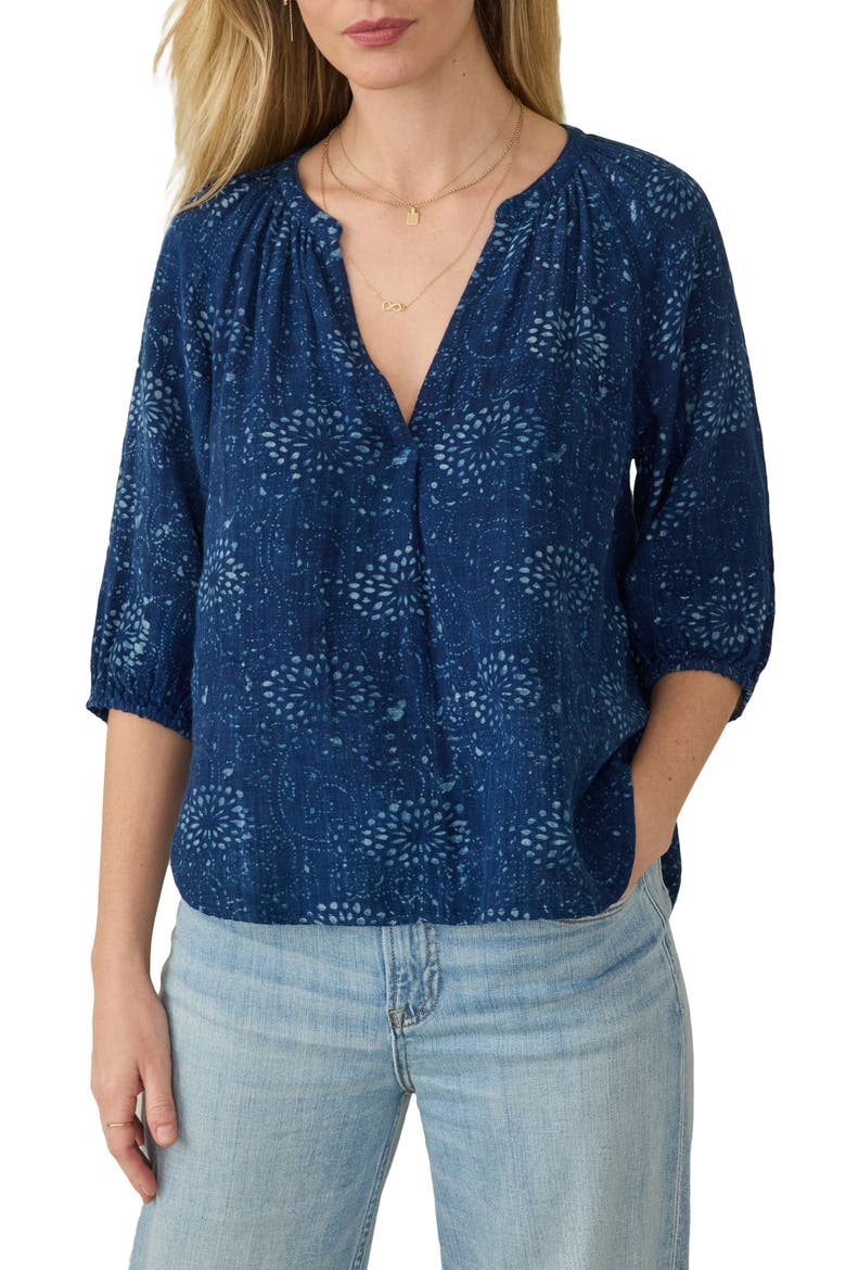 Seacliff Print Organic Cotton Top, Main, color, INDIGO ISLE PRINT