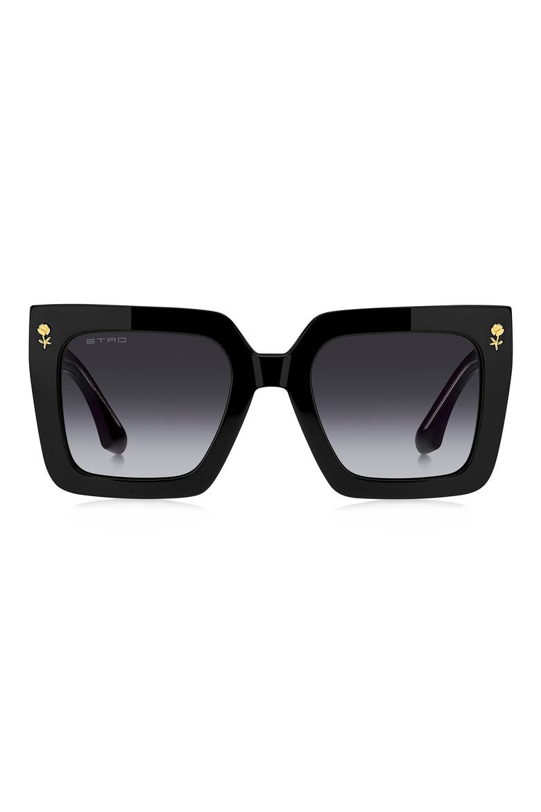 52mm Square Sunglasses, Main, color, BLACK/ DARK GREY SF