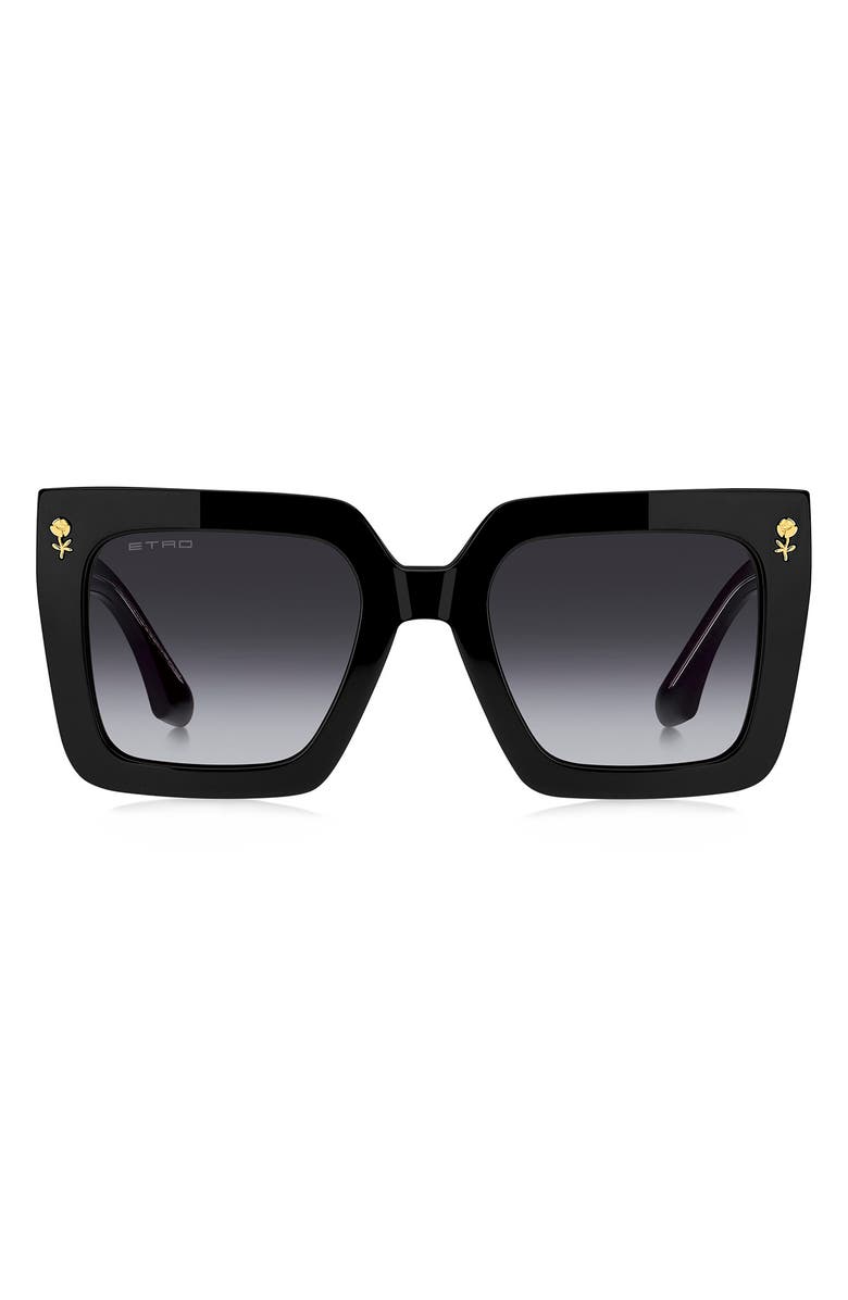 Etro 52mm Square Sunglasses, Main, color, Black/ Dark Grey Sf