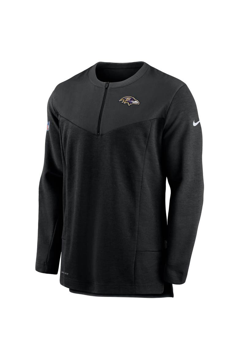 Men's Nike Black Baltimore Ravens Sideline Half-Zip UV Performance Jacket, Alternate, color, Black
