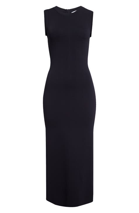 NEW AllSaints S Rae Dress Black Ribbed Body deals Con Minimalist Stretch Square Neck