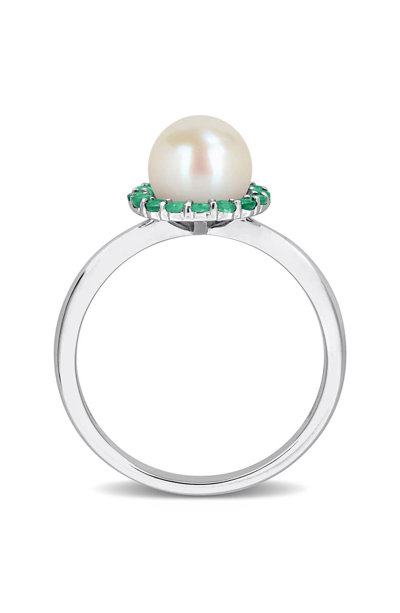 DELMAR Semiprecious Stone & Cultured Pearl Ring, Alternate, color, Green