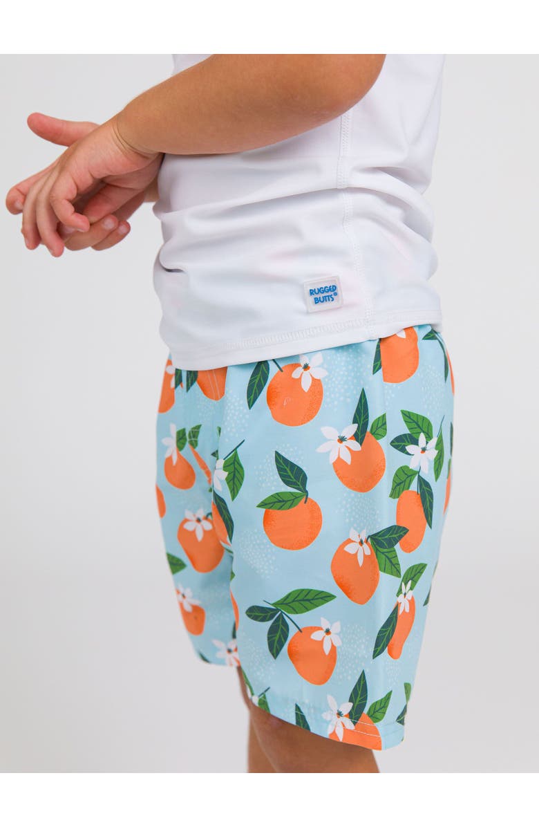 RuggedButts Boys Orange You The Sweetest UPF50+ Swim Trunks, Alternate, color, Blue Orange You The Sweetest