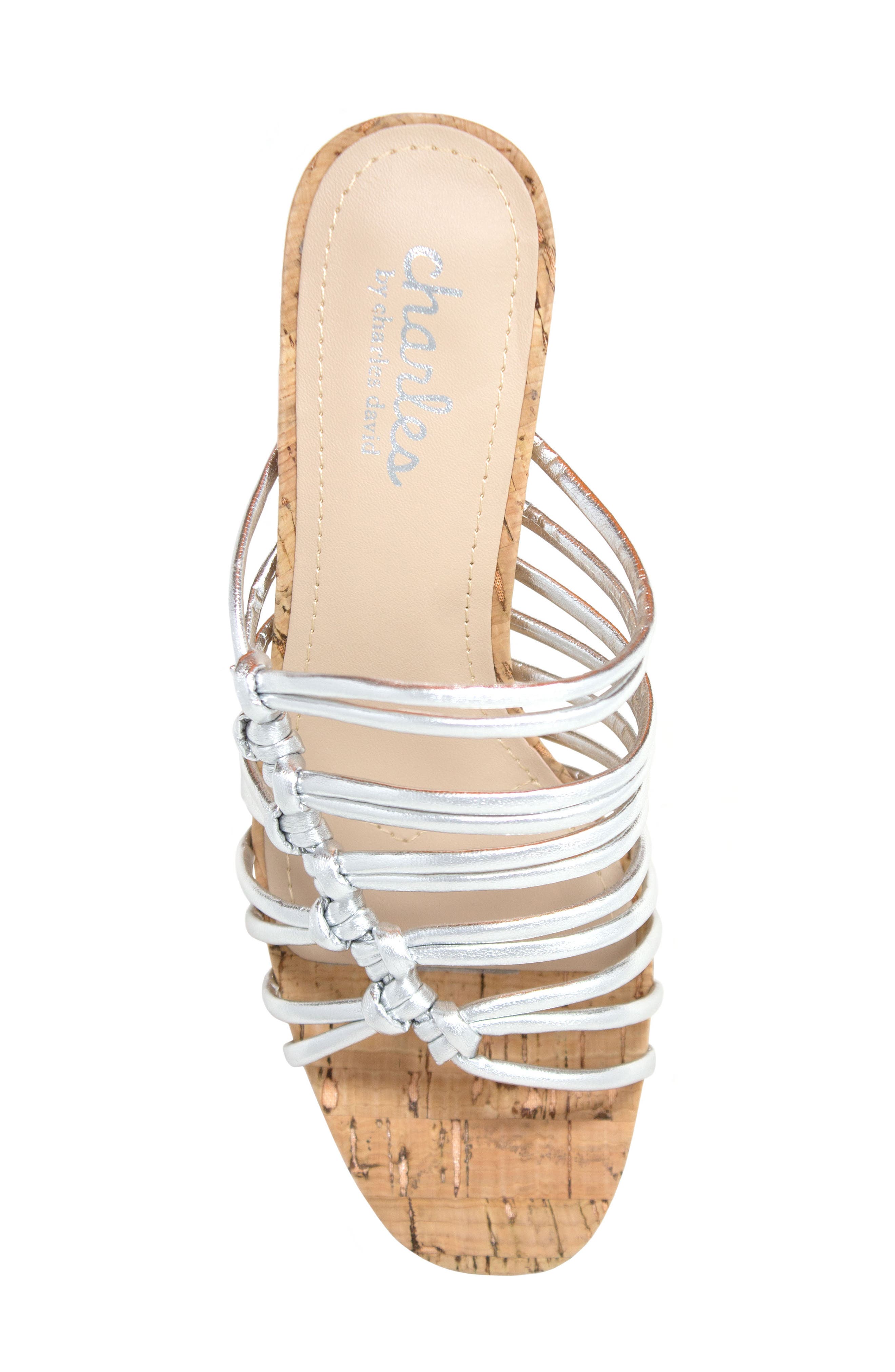 Charles David Meadow Platform Sandal, Alternate, color, Silver-Mt