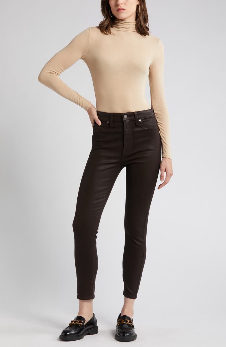 7 For All Mankind Coated High Waist Ankle Skinny Jeans, Main, color,