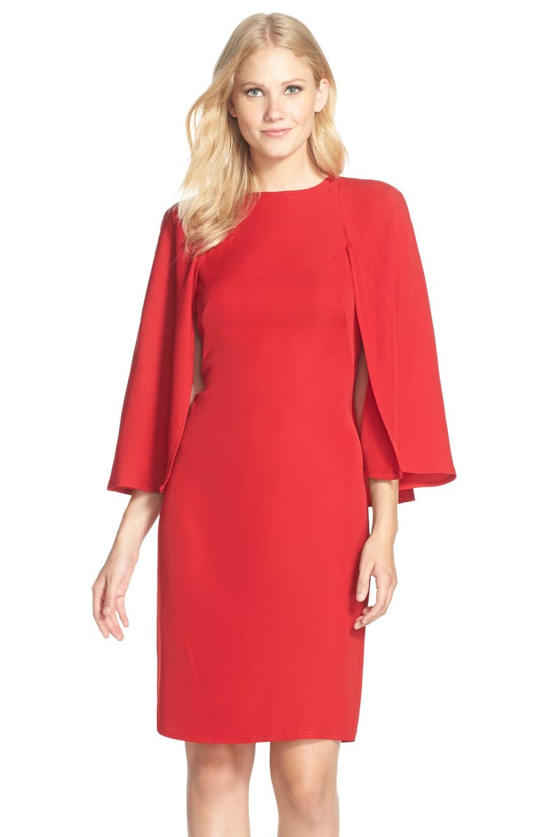 Tadashi Shoji Cape Back Crepe Sheath Dress, Main, color,
