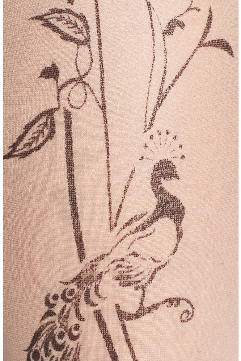 Ornate Backseam Print Tights, Alternate, color, CREAM