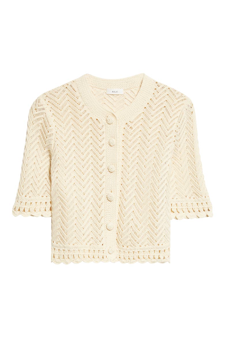 Simon Short Sleeve Cardigan, Alternate, color, BUTTER