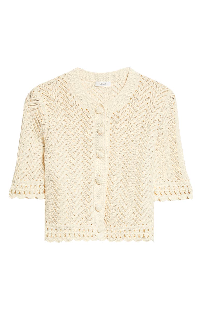 A.L.C. Simon Short Sleeve Cardigan, Alternate, color, Butter