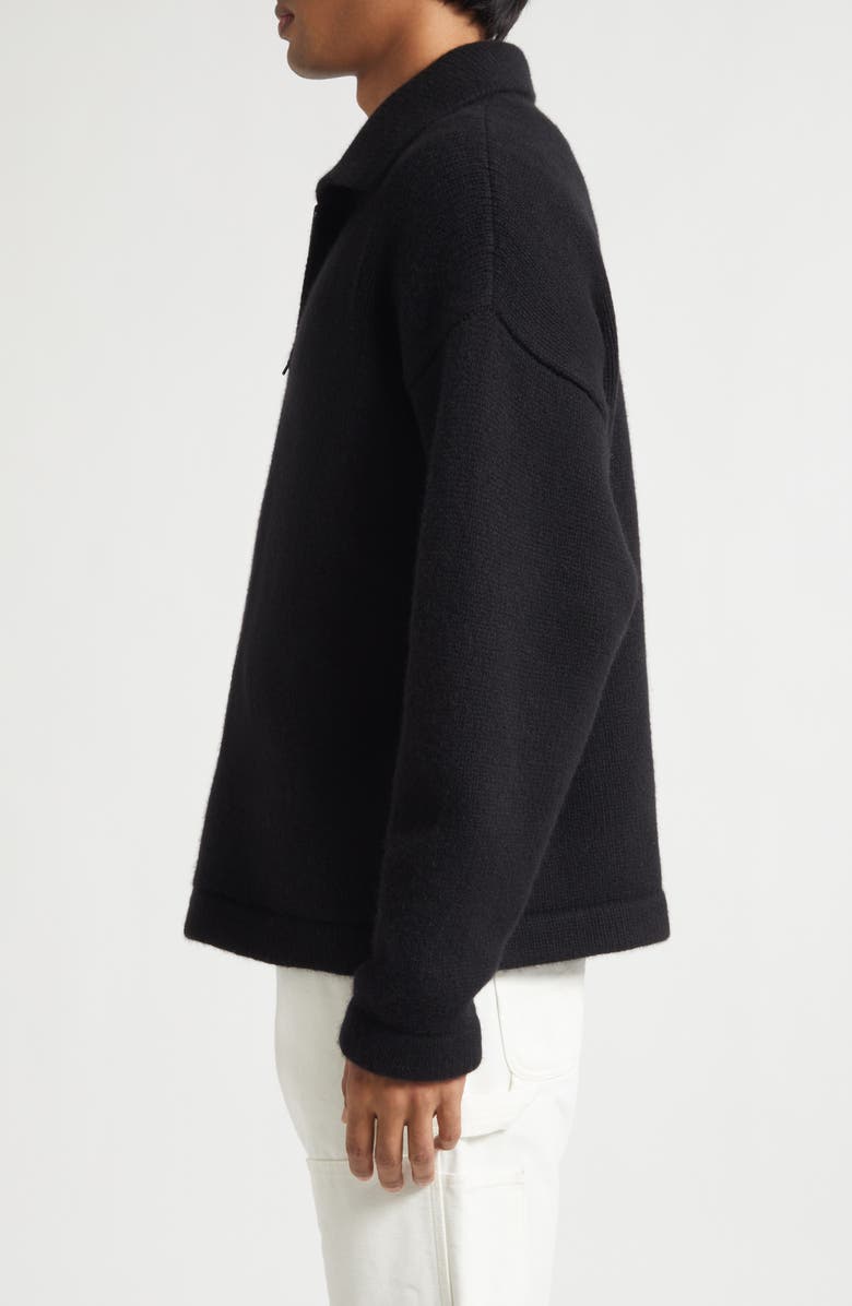 The Elder Statesman Hunter Cashmere Zip Cardigan, Alternate, color, Black