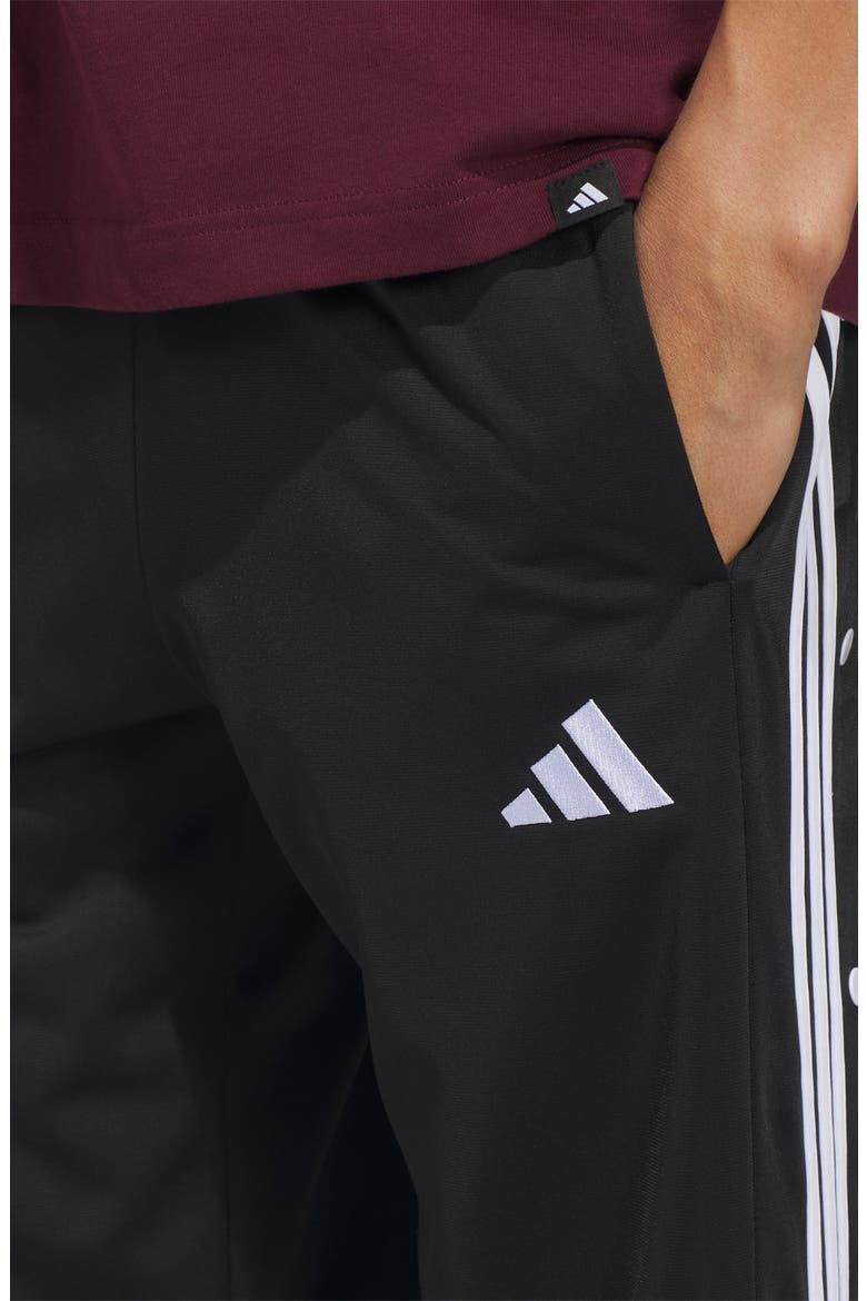 Essentials 3-Stripes Snap Track Pants, Alternate, color, BLACK/ WHITE