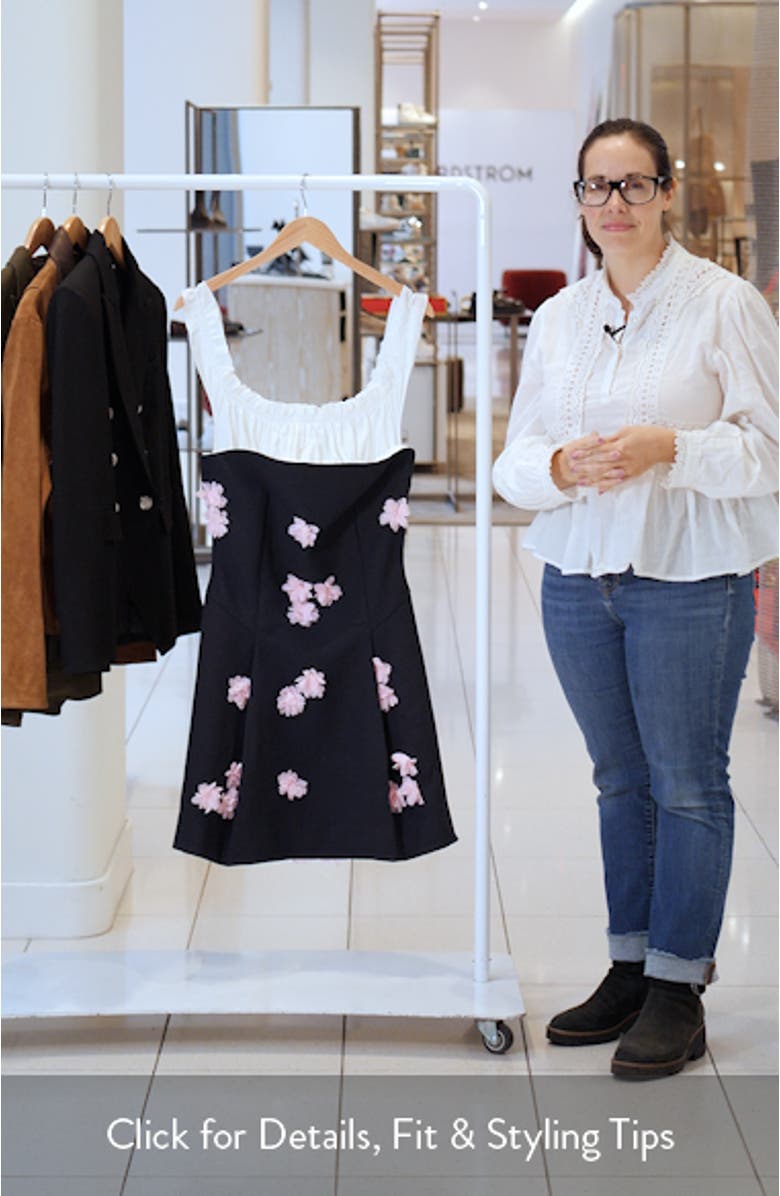 Floral Appliqué Mixed Media Fit & Flare Cocktail Dress, sales video thumbnail