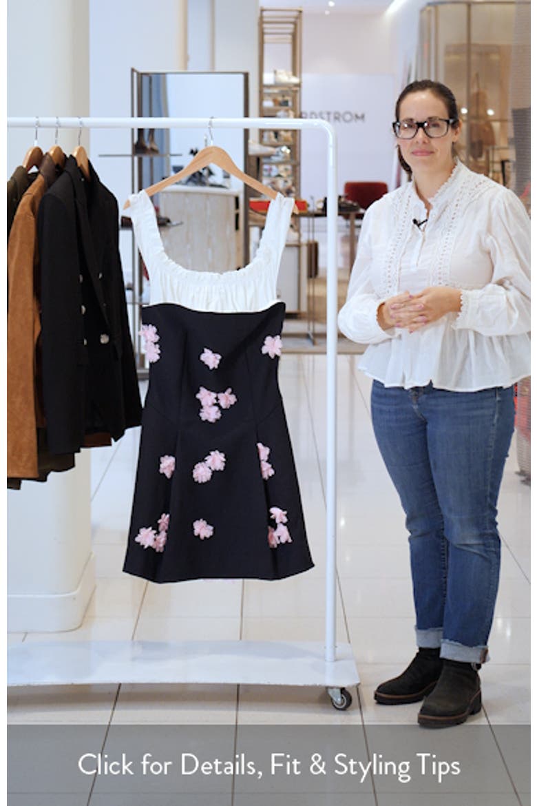 Floral Appliqué Mixed Media Fit & Flare Cocktail Dress video