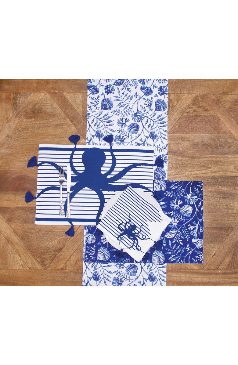 C&F Home Blue Reef Reversible Tufted Machine Washable Table Runner 14" x 72", Alternate, color, Blue