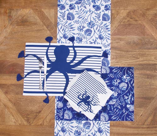 C & F Home C&f Home Blue Reef Reversible Tufted Machine Washable Table Runner 14" X 72" In Blue