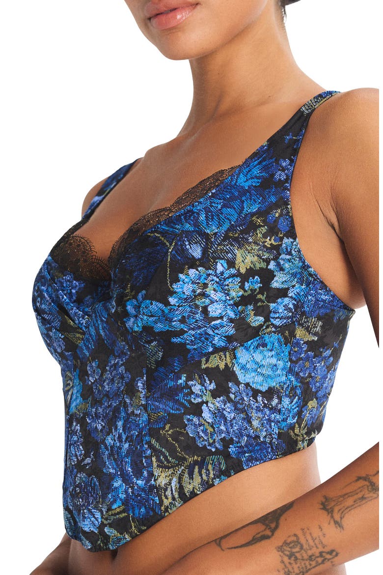Floral Rush Bustier, Alternate, color, BLACK CAVIAR TAPESTRY PRINT